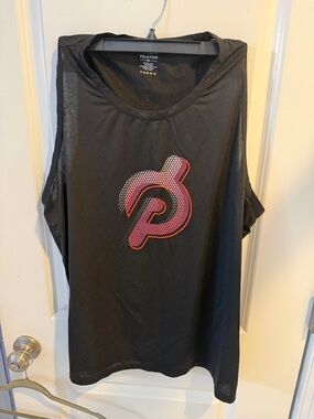 Peloton Black Sleeveless Graphic Tank with Pink Logo